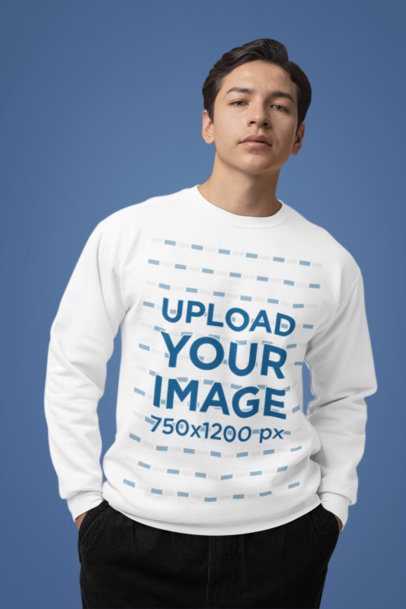 Mockup of a Man Wearing a Comfort Colors Crewneck Sweatshirt Posing With a Serious Look m52998