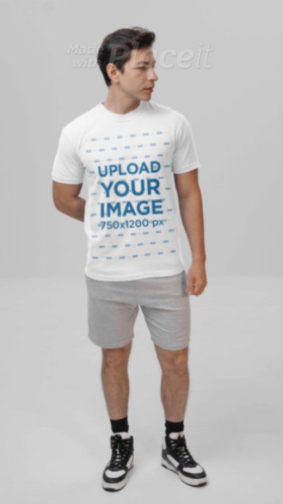 Comfort Colors Video Featuring a Man Wearing a Round-Neck T-Shirt Posing in a Studio 9049v