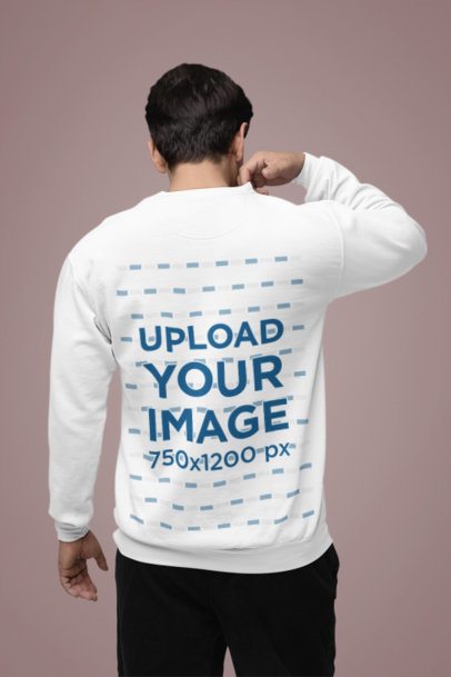 Comfort Colors Sweatshirt Mockup Featuring the Back of a Man Standing in Studio