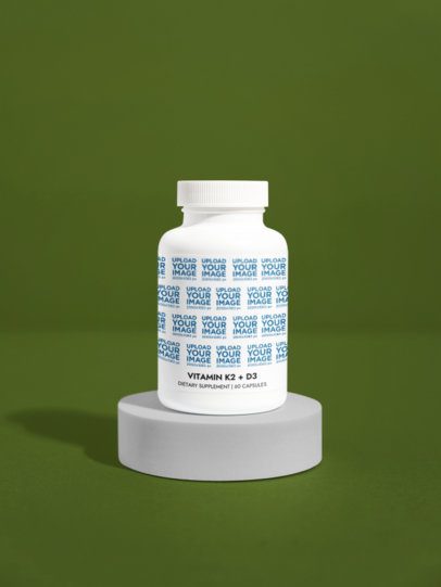 Vitamin K2 + D3 Supplement Mockup Featuring a Customizable Surface m53544