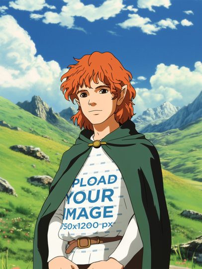 Epic Adventure Trilogy-Inspired Mockup of an AI-Generated Man Wearing a Long-Sleeve Tee