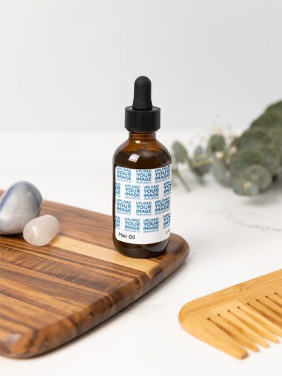 Hair Oil Mockup Featuring a Bathroom-Themed Setting m53598