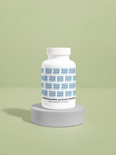 Ashwagandha and Black Pepper Supplement Mockup Featuring a Colorful Background m53526