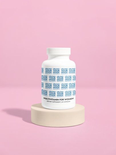 Multivitamin for Women Supplement Mockup in a Customizable Background m53532