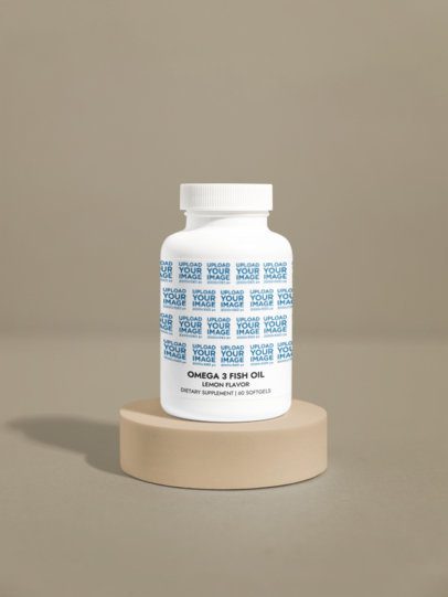 Mockup of an Omega 3 Fish Oil Supplement Placed on a Colorful Base m53535