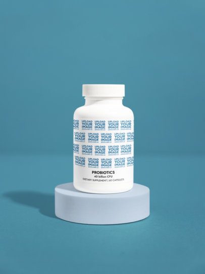 Probiotics Supplement Mockup Featuring a Colorful Base and Background m53538