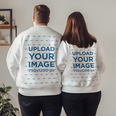 Back-View Mockup Featuring an AI-Created Couple Wearing Matching Sweatshirts m53859