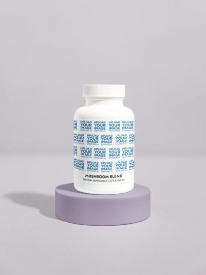 Mushroom Blend Supplement Mockup Featuring a Colorful Surface m53553