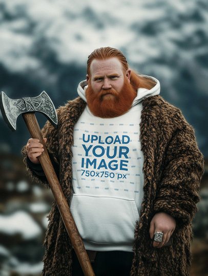 Hoodie Mockup of an AI-Generated Dwarf Man With Beard Inspired by an Epic Adventure Trilogy
