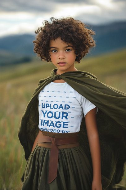 T-Shirt Mockup of an AI-Generated Girl Inspired by an Epic Adventure Trilogy Character
