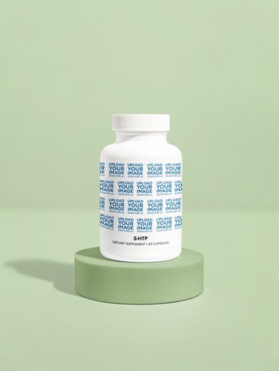 5-HTP Supplement Mockup Featuring a Solid Color Backdrop m53565