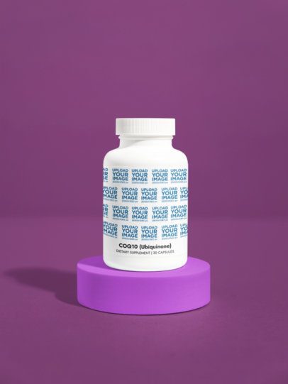 CoQ10 Ubiquinone Supplement Mockup Featuring a Customizable-Themed Background m53568