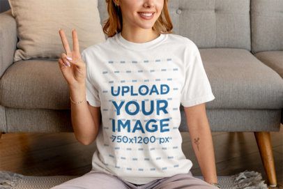 Comfort Colors T-Shirt Mockup Featuring a Cropped-Face Woman in a Homemade Feel Aesthetic m53781