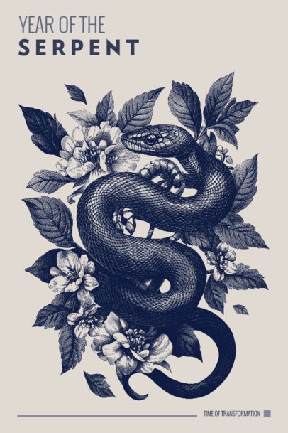 Year of the Serpent Art Print Generator With a Transformation-Themed Message 7189m