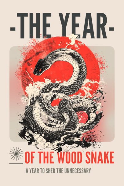 Holiday Poster Design Maker With a Wood Snake Quote for Chinese New Year
