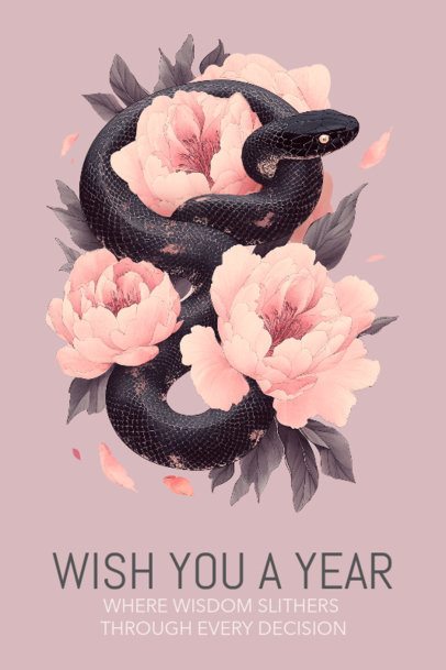Floral Poster Design Creator With a Serpent for Chinese New Year