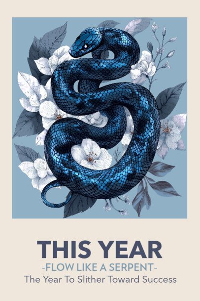 Chinese New Year Poster Design Template Featuring a Snake Graphic and an Inspiring Quote