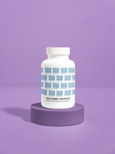 Acai Berry Complex Supplement Mockup Featuring a Customizable Base and Backdrop m53562