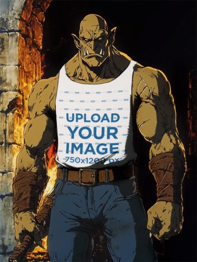 Tank Top Mockup of an AI-Generated Orc Graphic Inspired by an Epic Adventure Trilogy Anime m53330