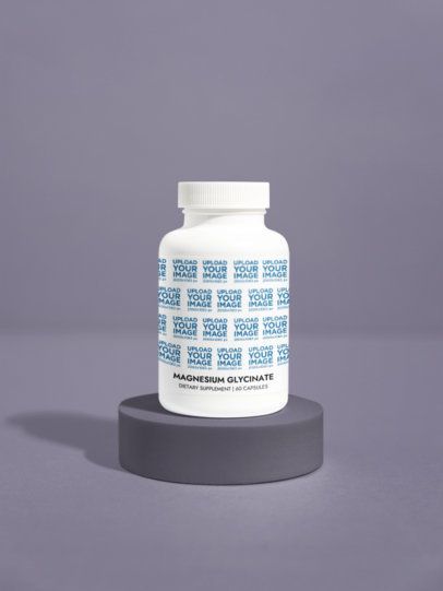 Magnesium Glycinate Supplement Mockup Featuring a Solid Color Background m53571