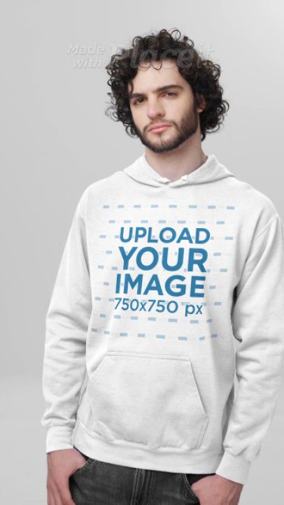 Comfort Colors Video Featuring a Cheerful Curly-Haired Man Wearing a Hoodie 9052v