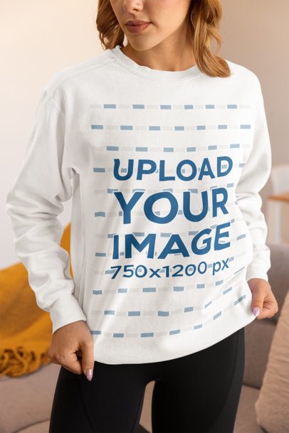 Comfort Colors Sweatshirt Mockup of a Cropped-Face Woman in a Homemade Feel-Inspired Setting m53772