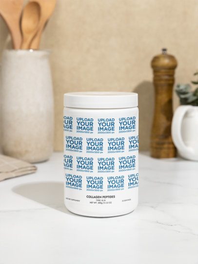Collagen Peptides Type I & III Supplement Mockup Featuring a Nice Kitchen Setting m53592