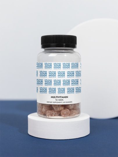 Multivitamin Gummies for Adults Supplement Mockup Featuring in a Studio-Themed Setting m53580