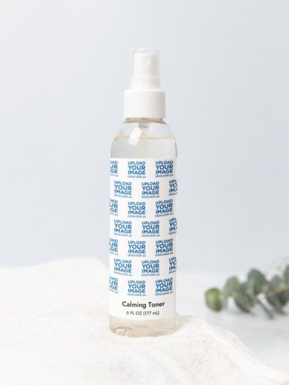 Calming Toner Mockup Featuring a Towel in a Nice Bathroom m53632