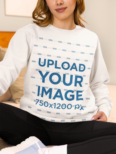 Homemade Feel Mockup Featuring a Cropped-Face Woman in a Comfort Colors Sweatshirt m53773