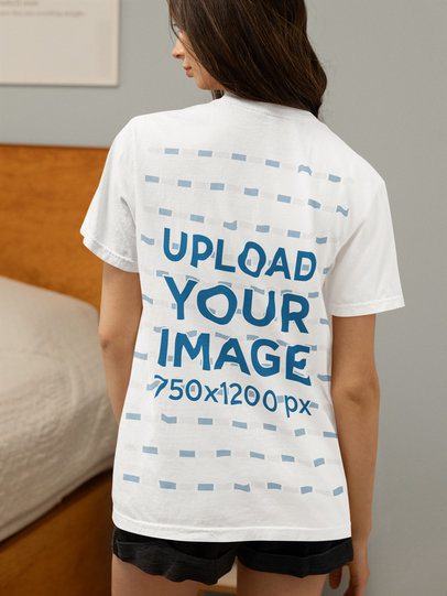Back-View Mockup of a Woman in a Comfort Colors Tee Posing in a Homemade Feel Setting m53787