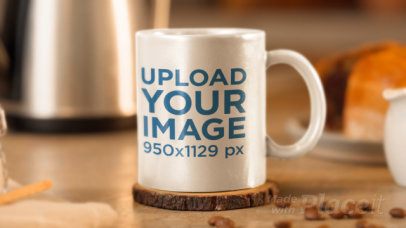 Print Video of an 11 Oz Coffee Mug Placed on a Wooden Table 8964v