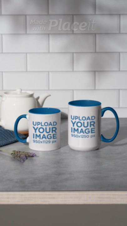 Drinkware Video Featuring an 11 and 15 Oz Coffee Mugs Placed on a Table 8996v