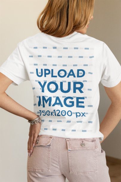 Comfort Colors Tee Mockup of the Back-View of a Woman in a Homemade Feel Setting m53784