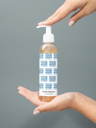 Gentle Face and Body Cleanser Mockup Featuring a Pair of Woman's Hands With Pretty Nails m53616
