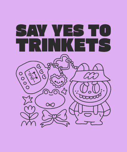 T-Shirt Design Template With Retro Objects for Trinket Collectors