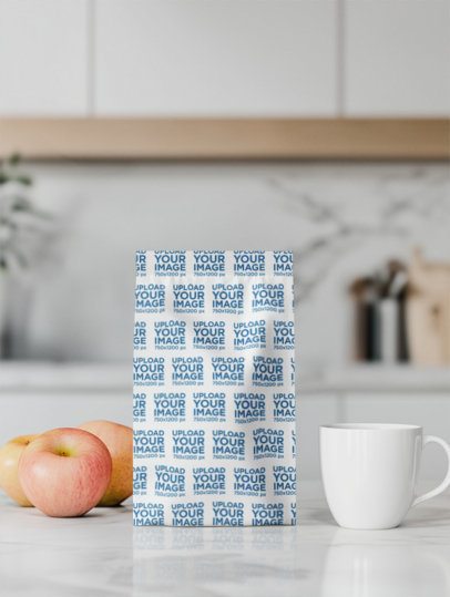 Supplement Mockup of an AI-Generated Zip Bag Placed on a Kitchen Table With Some Apples m53962