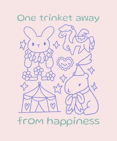 Happiness-Themed T-Shirt Design Creator Featuring a Trinket Quote 7182b