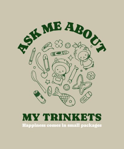 T-Shirt Design Maker Featuring a Quote and Trinket-Themed Graphics