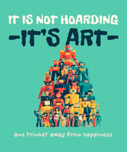 T-Shirt Design Template With Trinket Toys and Happy Quote