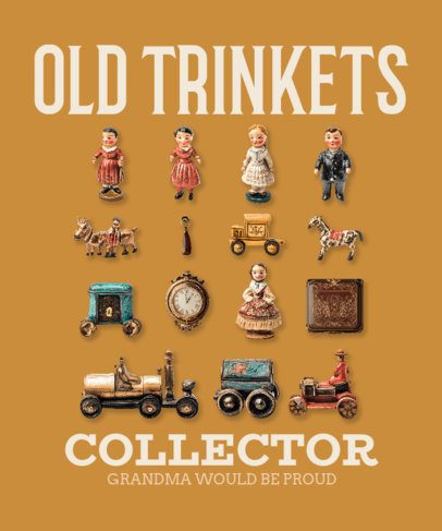 Vintage T-Shirt Design Template With Retro Toy Figures and a Trinket Quote