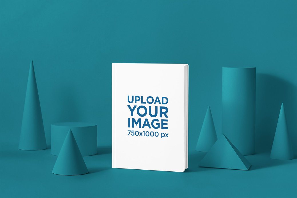 Hardcover Journal Mockup Featuring an AI-Created Setting With Geometric Figures
