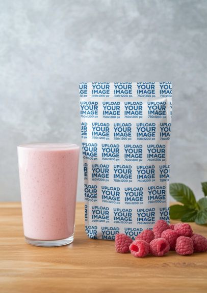 Supplement Mockup of an AI-Generated Zip Bag Placed Next to a Berries Milkshake m53941