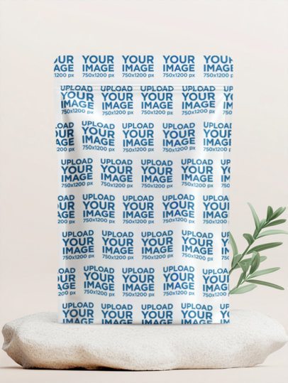 Mockup of an AI-Generated Zip Food Bag Supplement Placed on a Rock With a Plant m53968