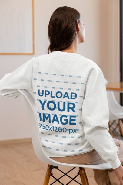 Comfort Colors Mockup of the Back-View of a Woman Wearing a Sweatshirt in a Homemade Feel Set m53793