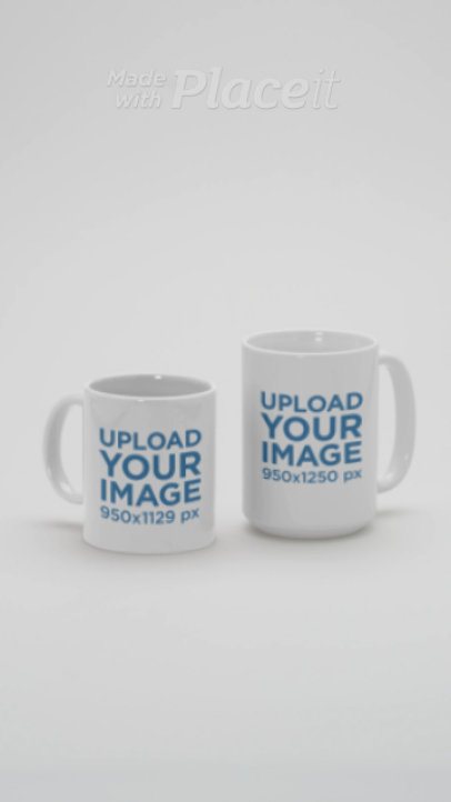 Print Video Featuring Two Coffee Mugs of Different Sizes Placed on a Solid Background 8993v