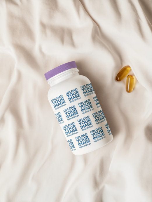 Capsules Bottle Supplement Mockup Featuring AI-Created Pills