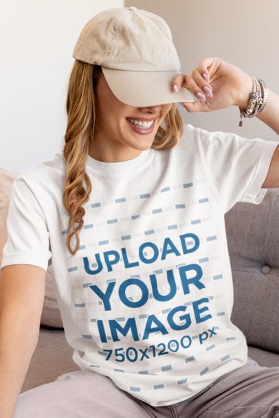 Homemade Feel Mockup Featuring a Cheerful Woman in a T-Shirt by Comfort Colors m53780