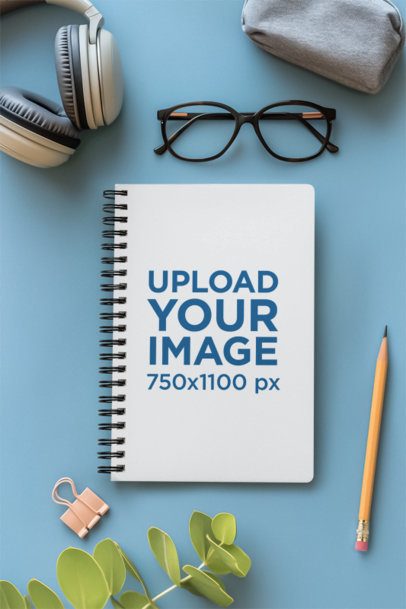 Spiral Journal Mockup Featuring an AI-Created Setting With Different Stuff m53837