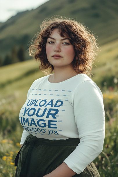 Long-Sleeve Tee Mockup of an AI-Generated Woman in a Cosplay Inspired by an Epic Adventure Trilogy m53489